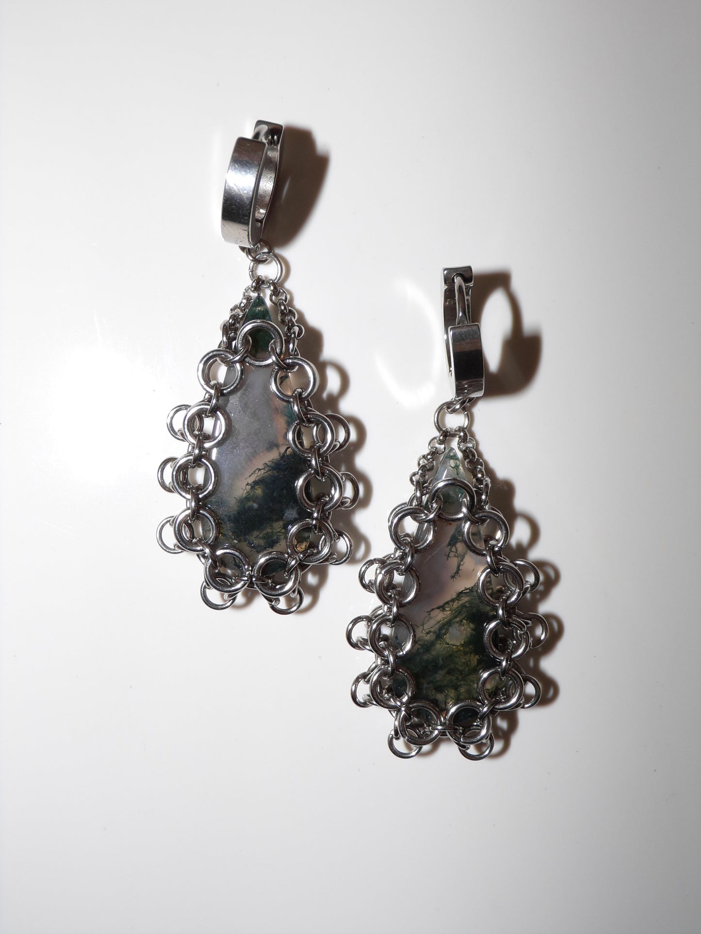 ARMOUR II Moss Agate Earrings