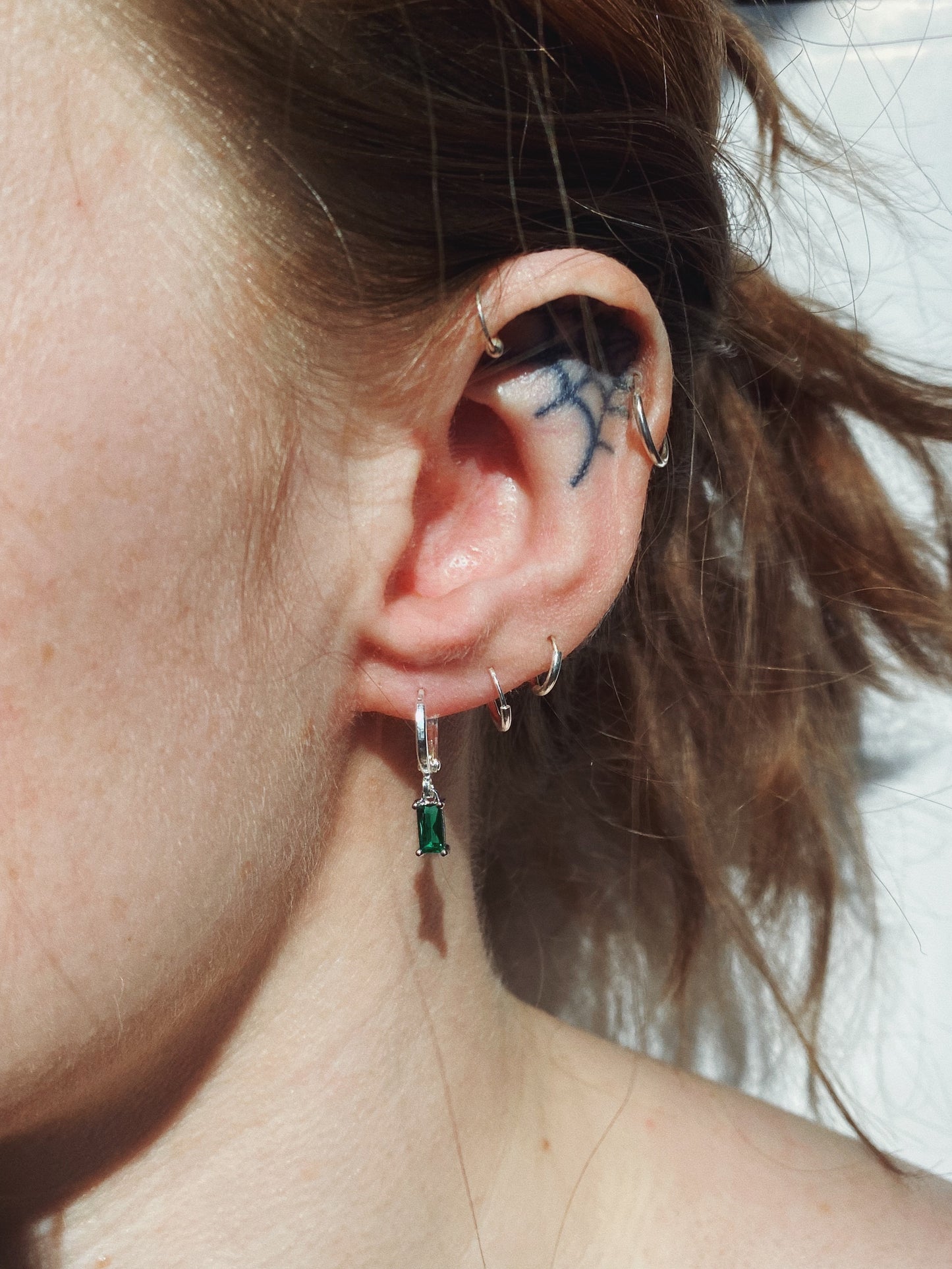 Sterling Silver Crystal Hoops