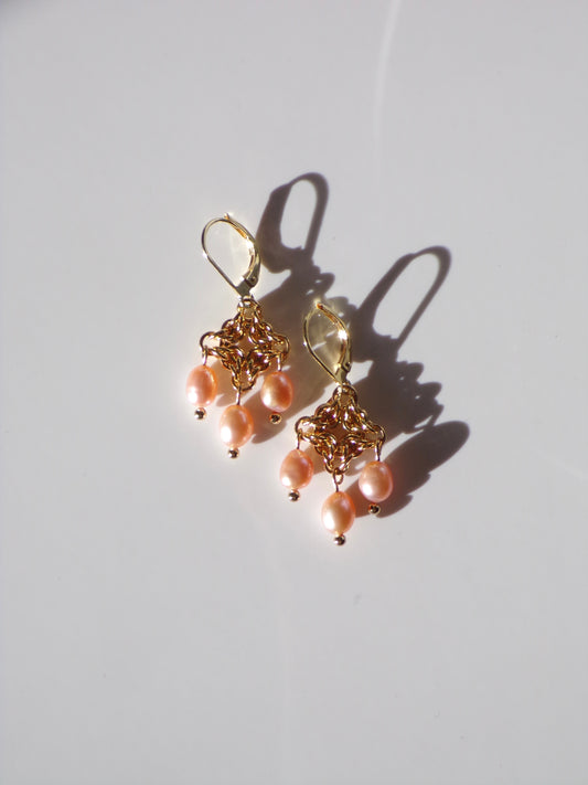 Gold CALISTA Peach Pearl Earrings
