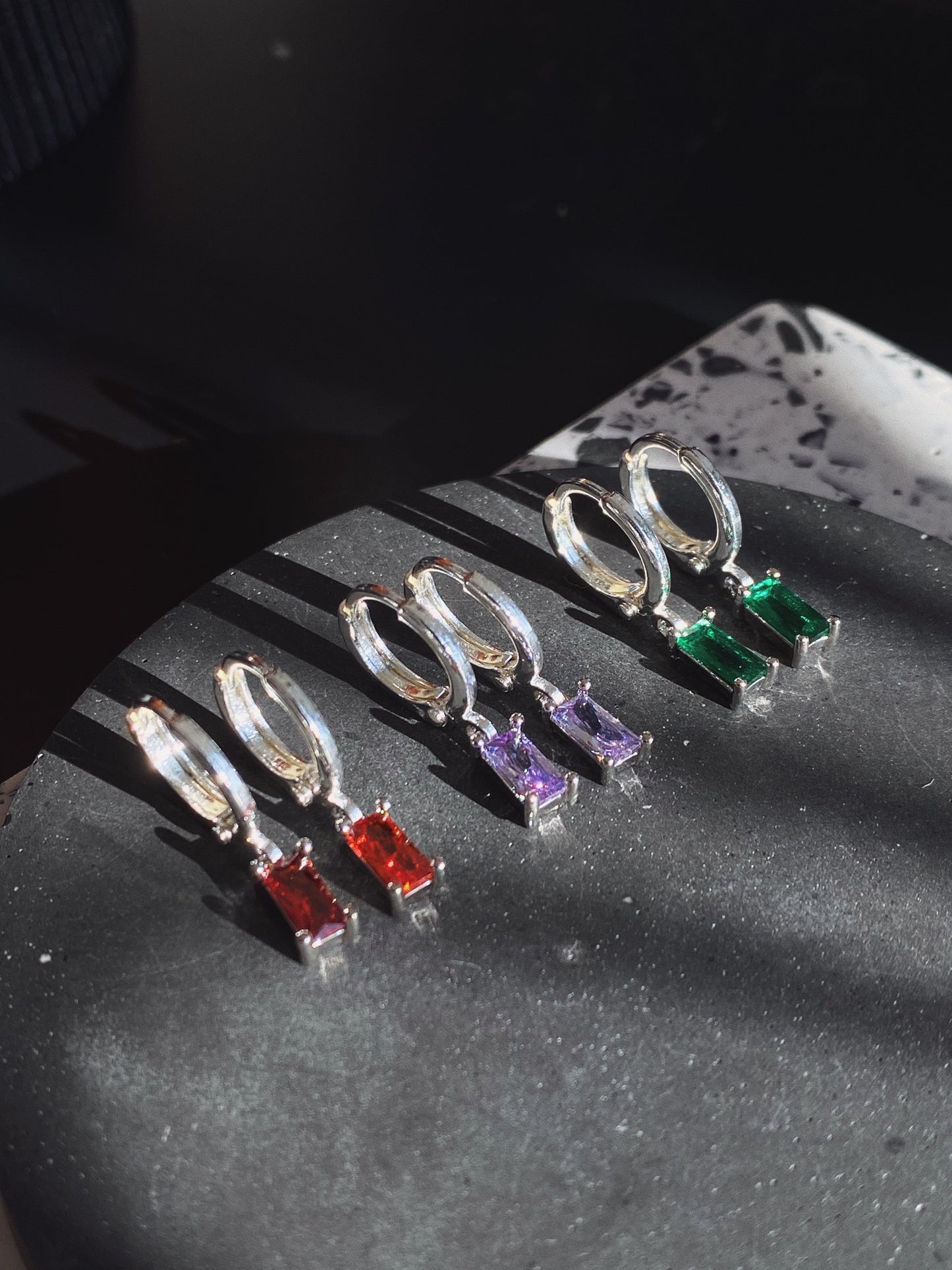 Sterling Silver Crystal Hoops