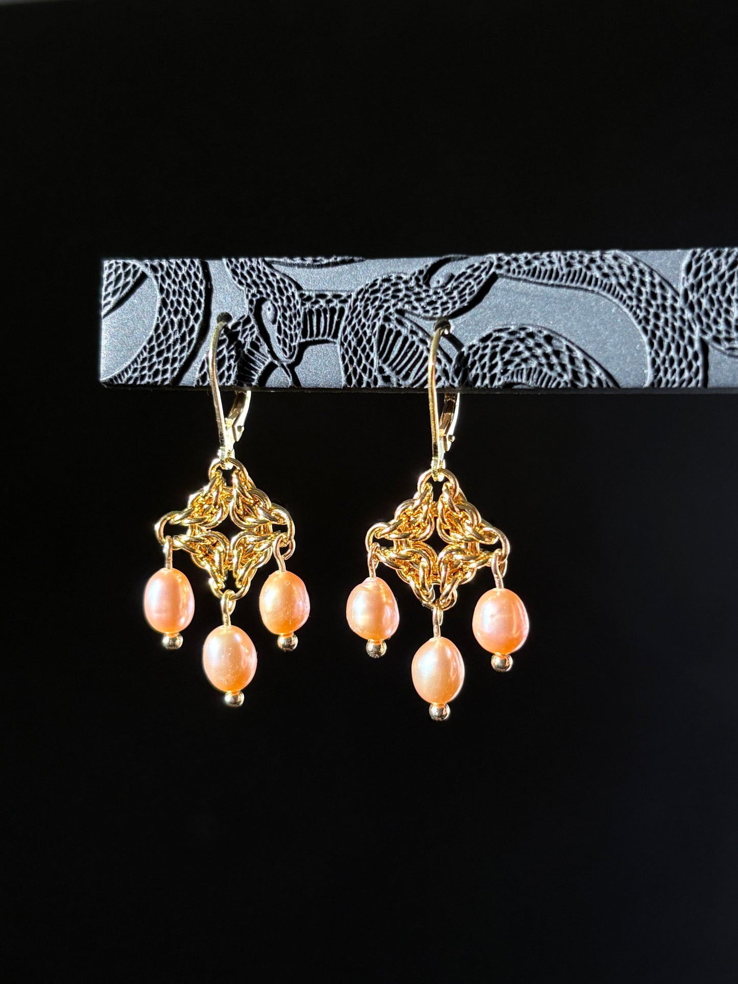 Gold CALISTA Peach Pearl Earrings