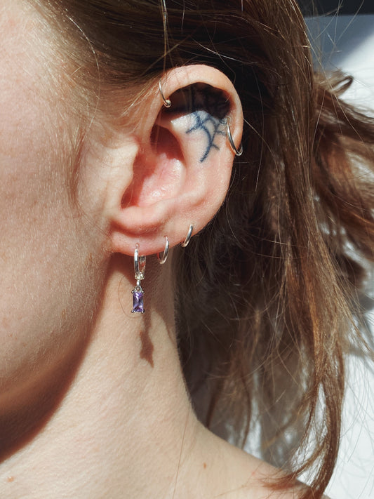 Sterling Silver Crystal Hoops