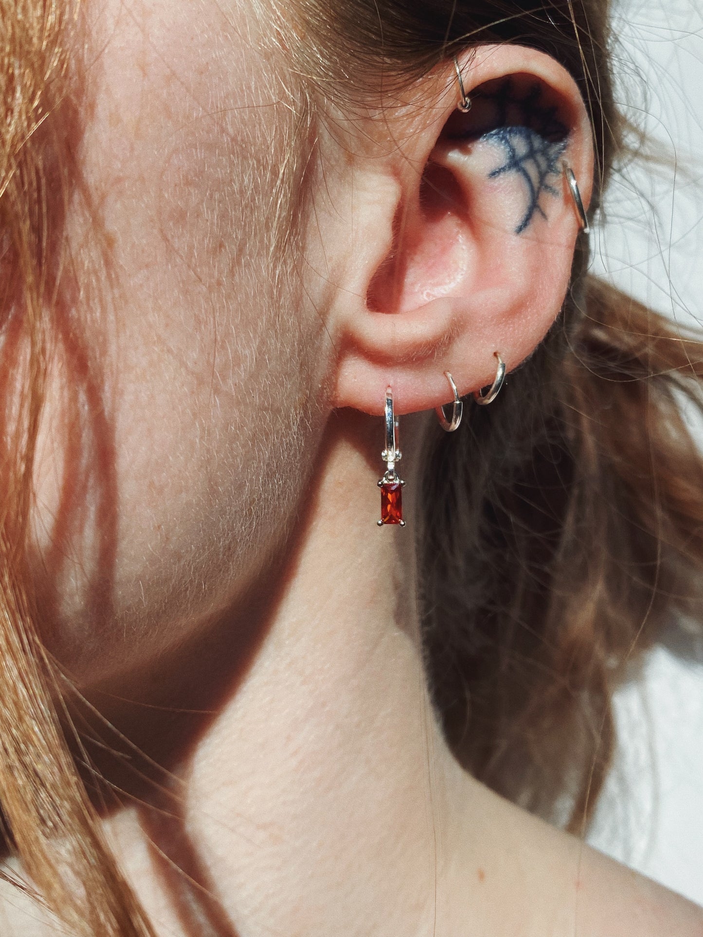 Sterling Silver Crystal Hoops