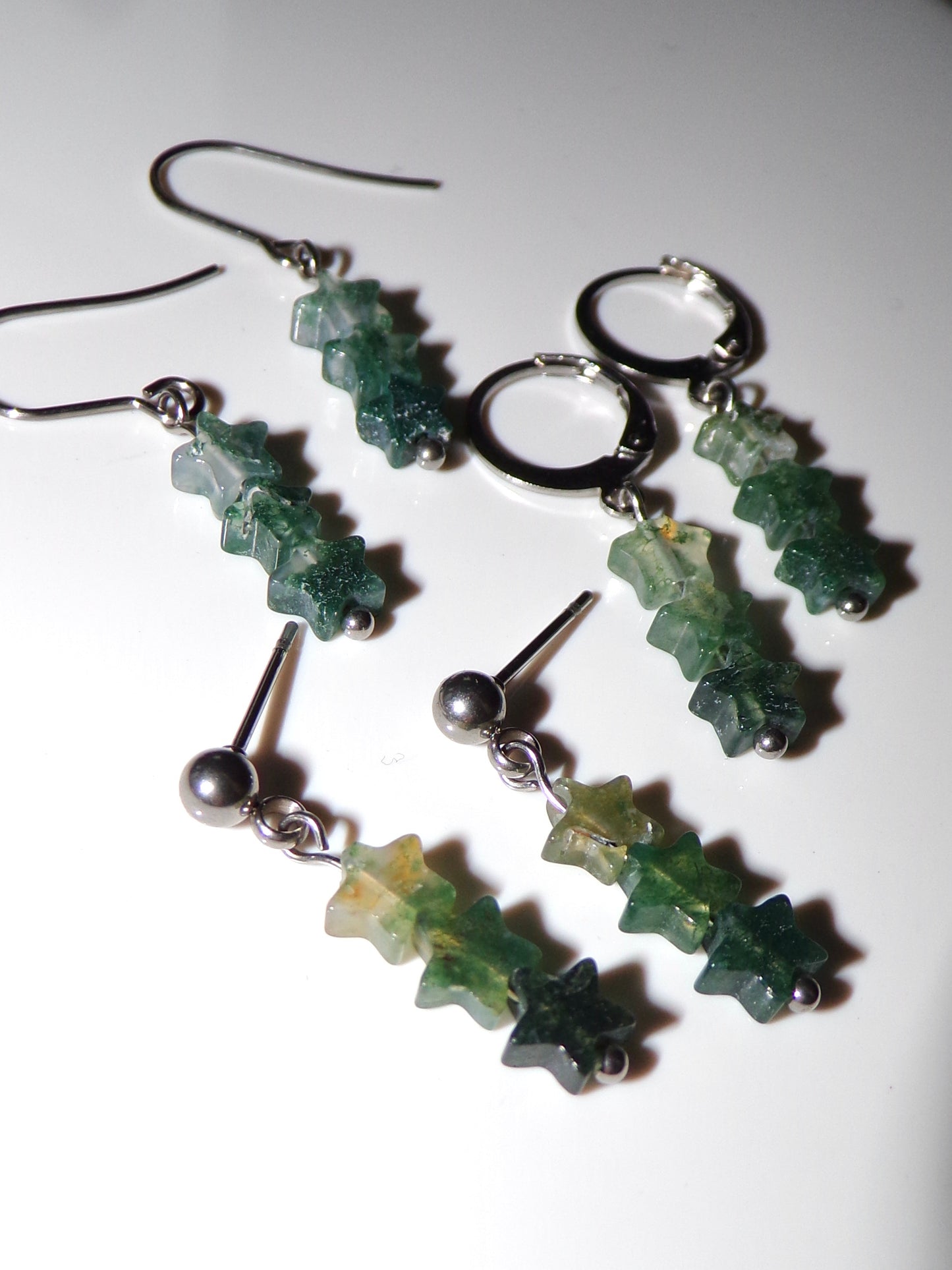 Moss Agate Star Earrings