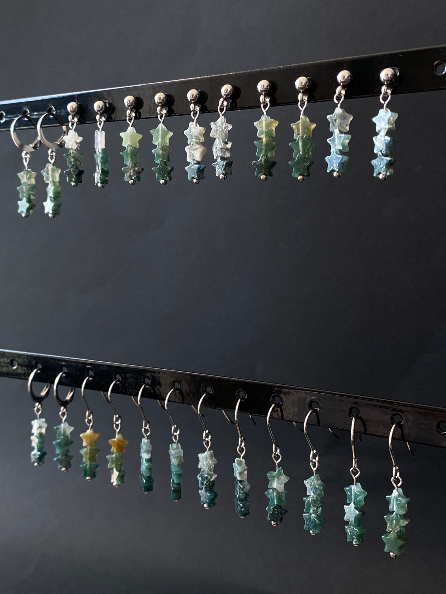 Moss Agate Star Earrings