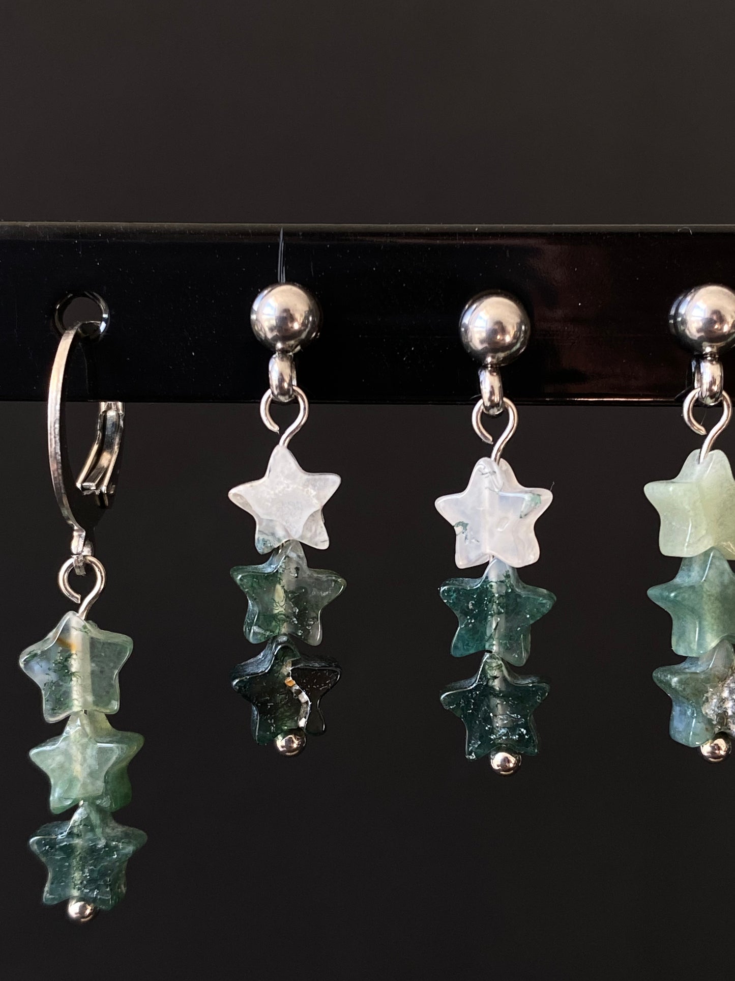 Moss Agate Star Earrings