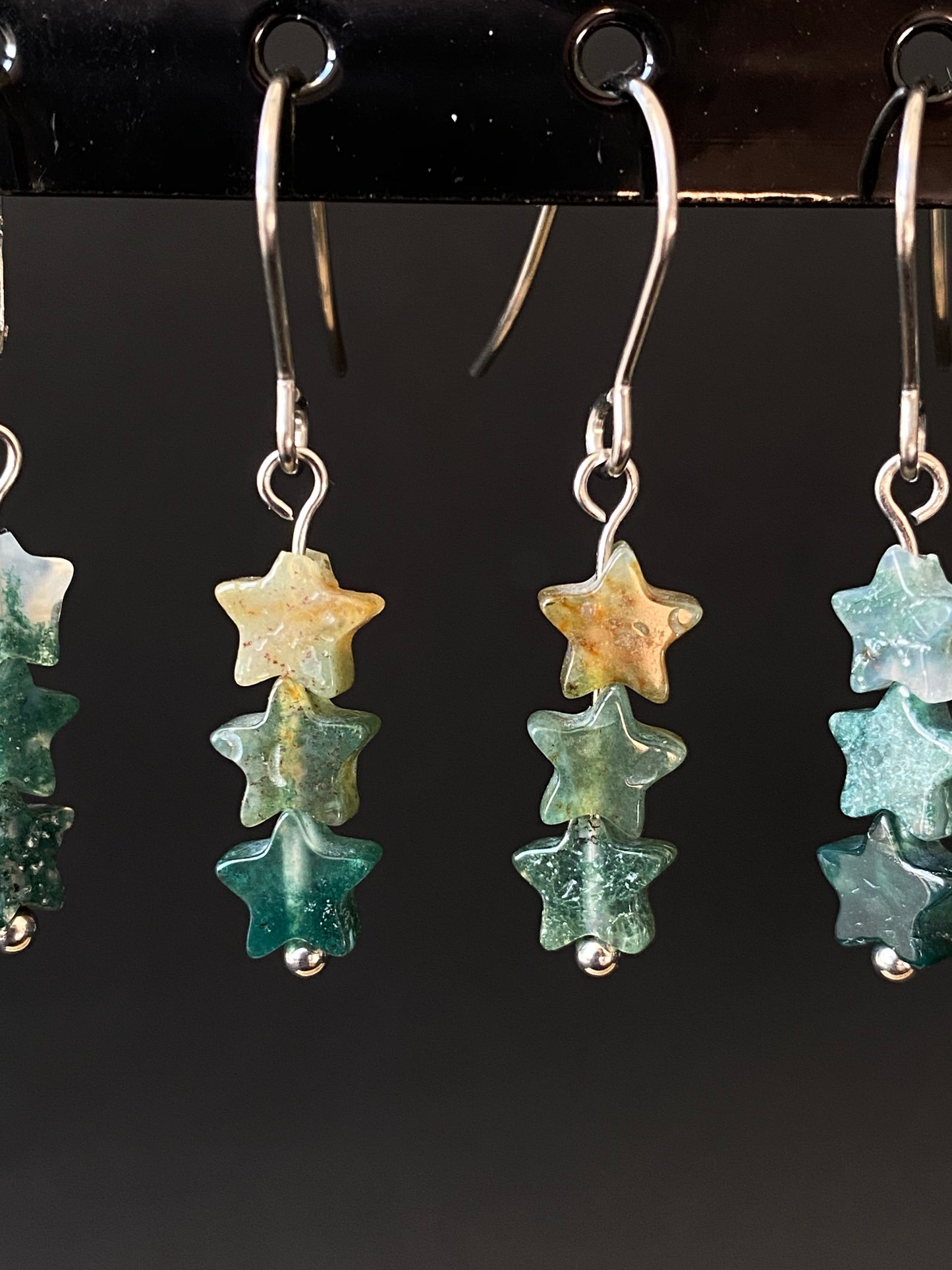 Moss Agate Star Earrings