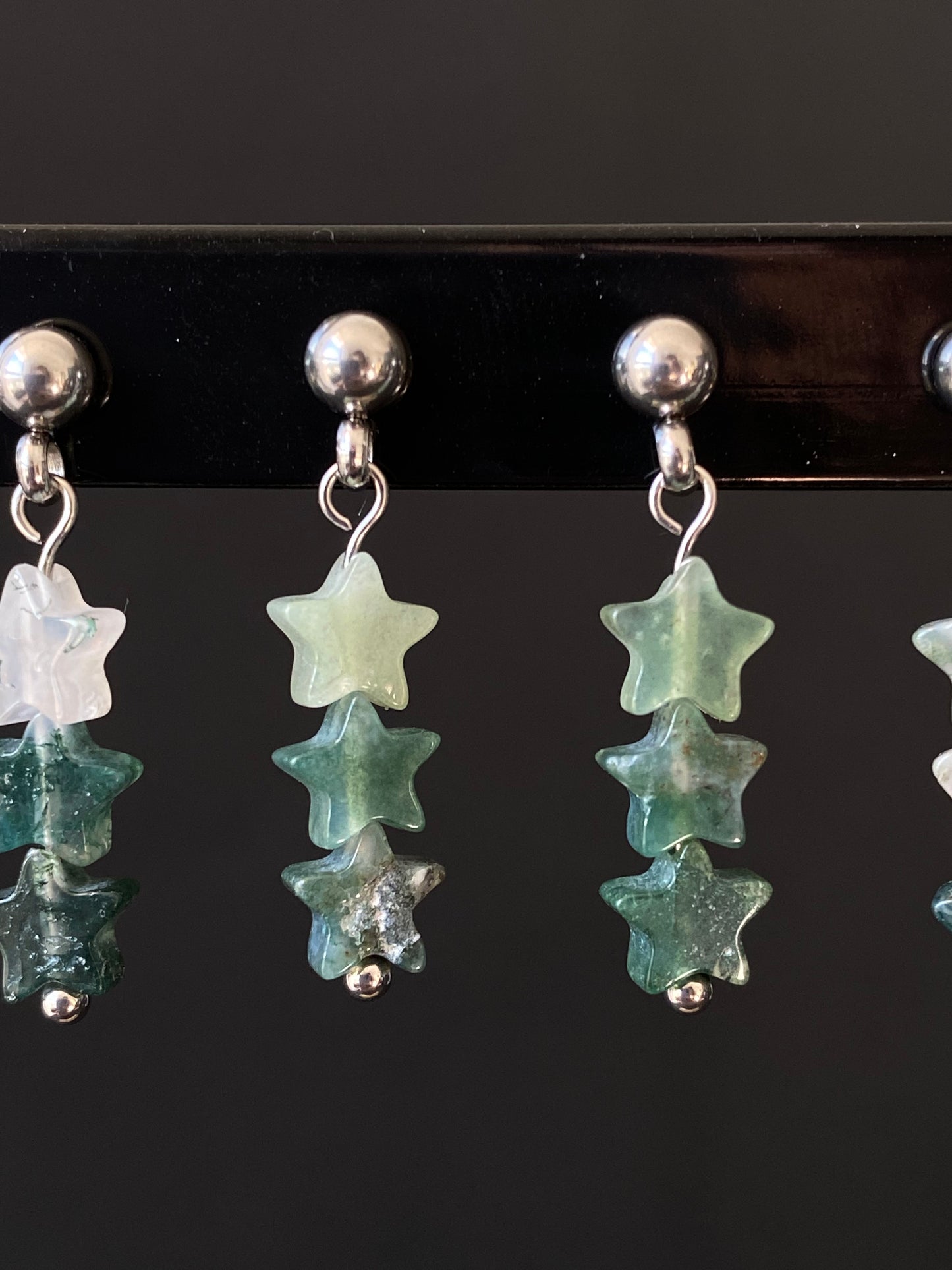Moss Agate Star Earrings