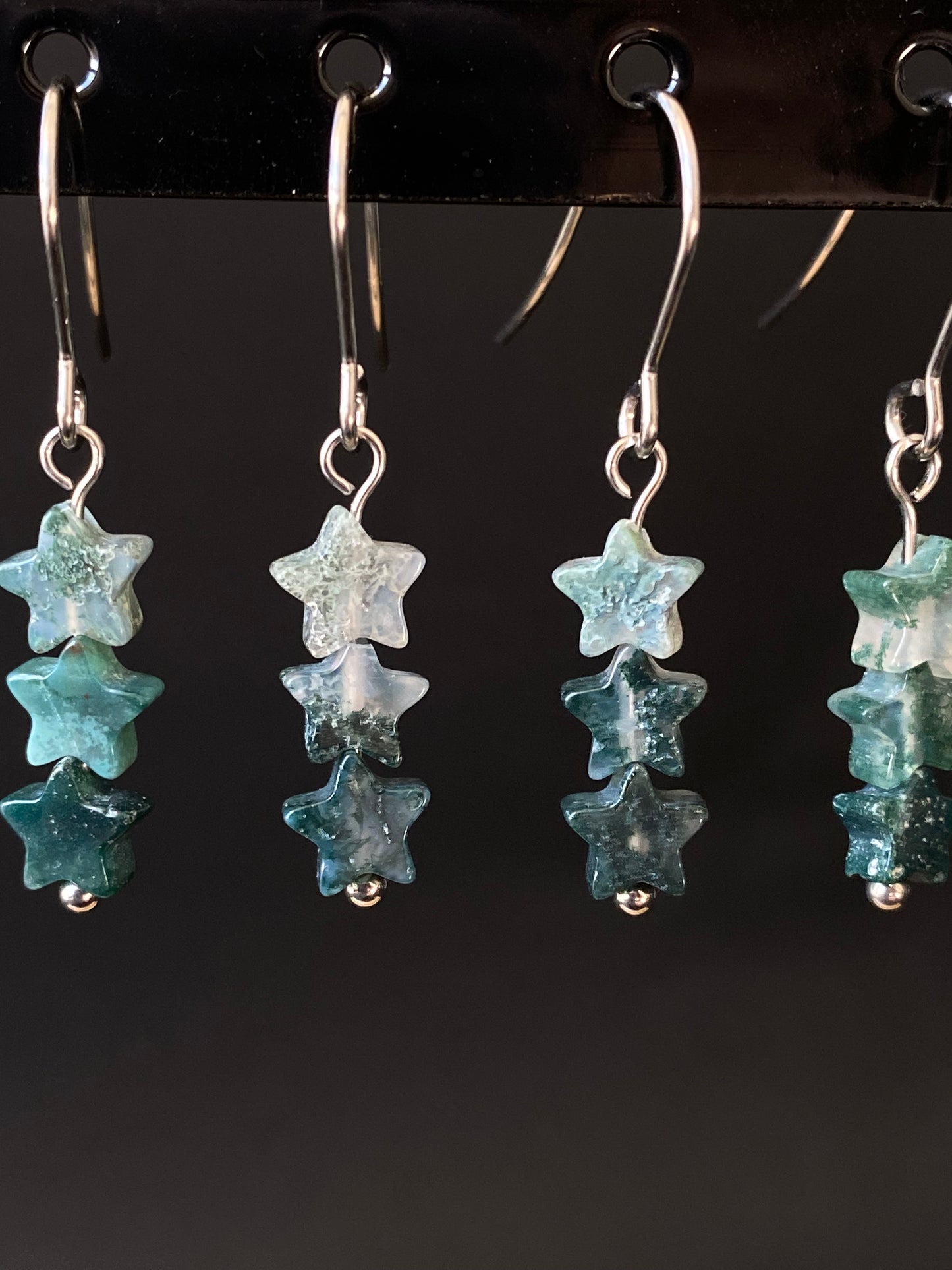 Moss Agate Star Earrings