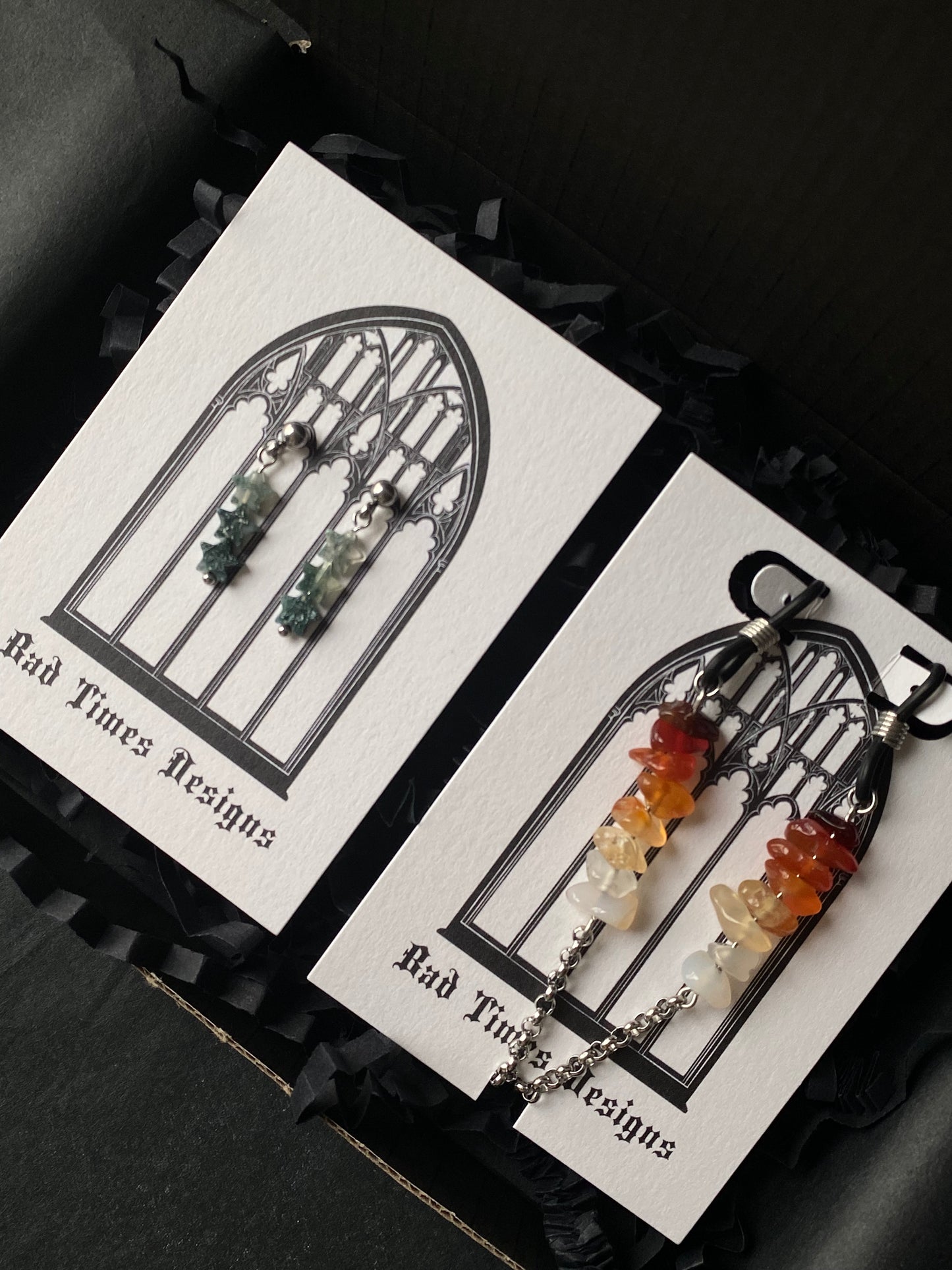 Moss Agate Star Earrings