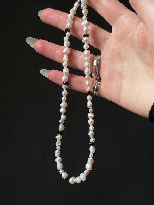 Seconds Pearl & Garnet Necklace