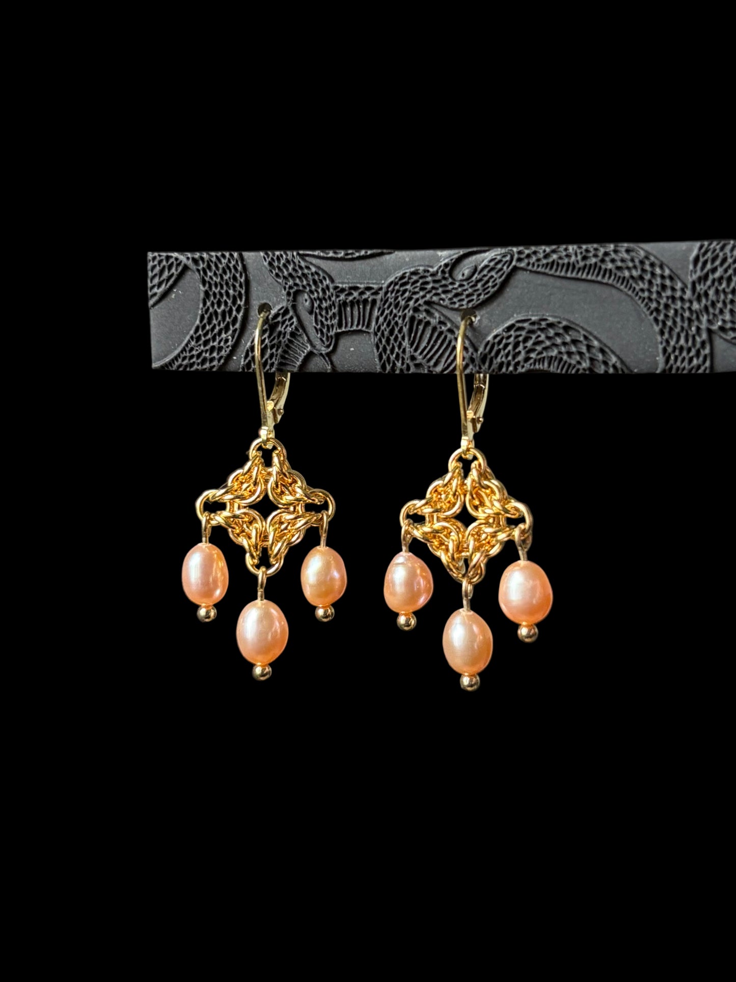 Gold CALISTA Peach Pearl Earrings