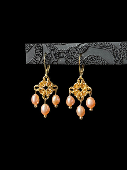 Gold CALISTA Peach Pearl Earrings
