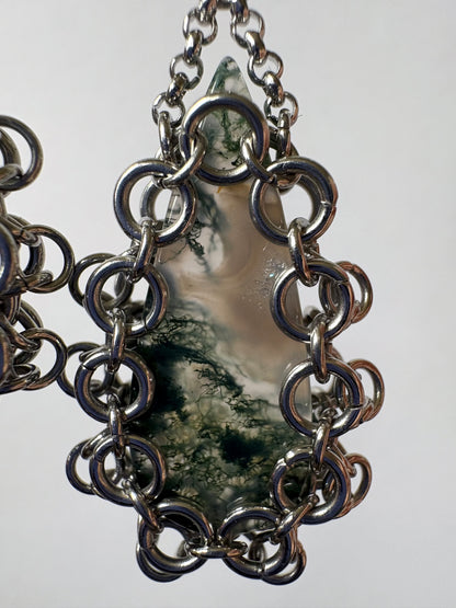 ARMOUR II Moss Agate Earrings