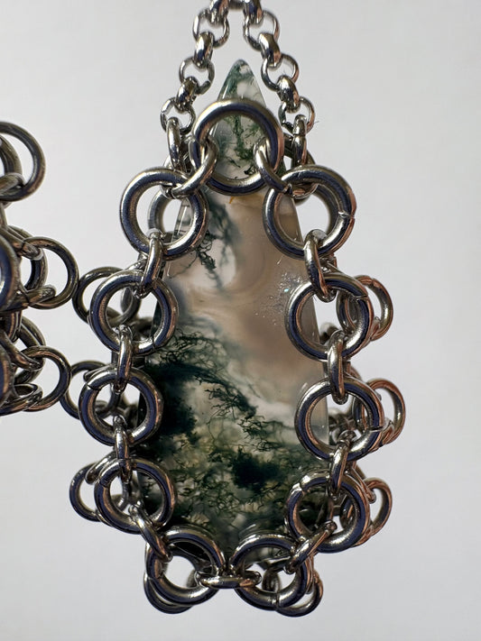 ARMOUR II Moss Agate Earrings