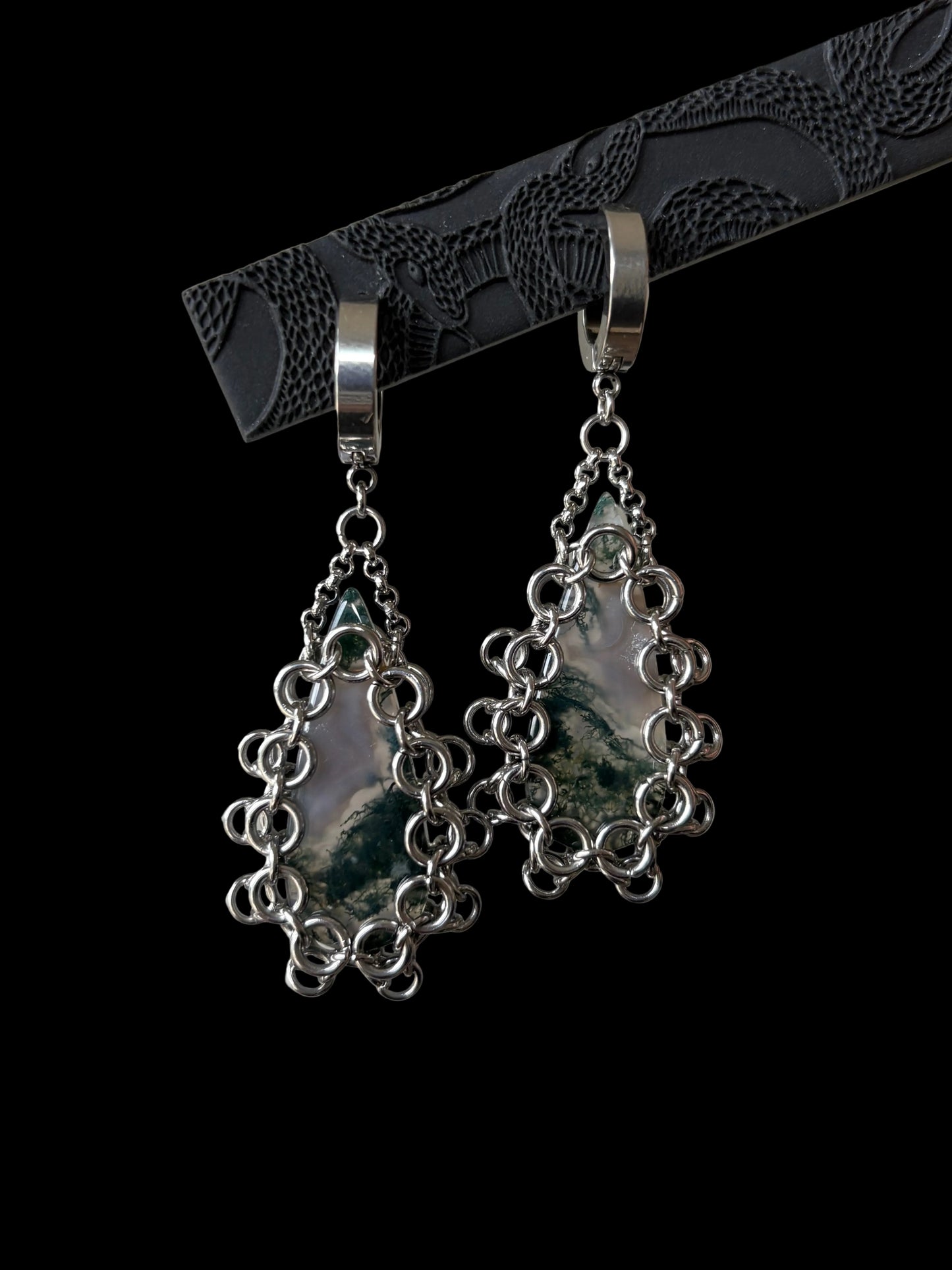 ARMOUR II Moss Agate Earrings