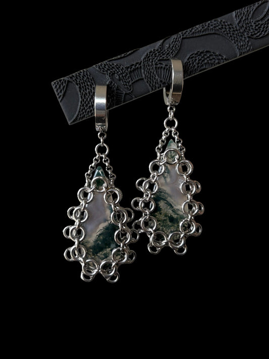 ARMOUR II Moss Agate Earrings