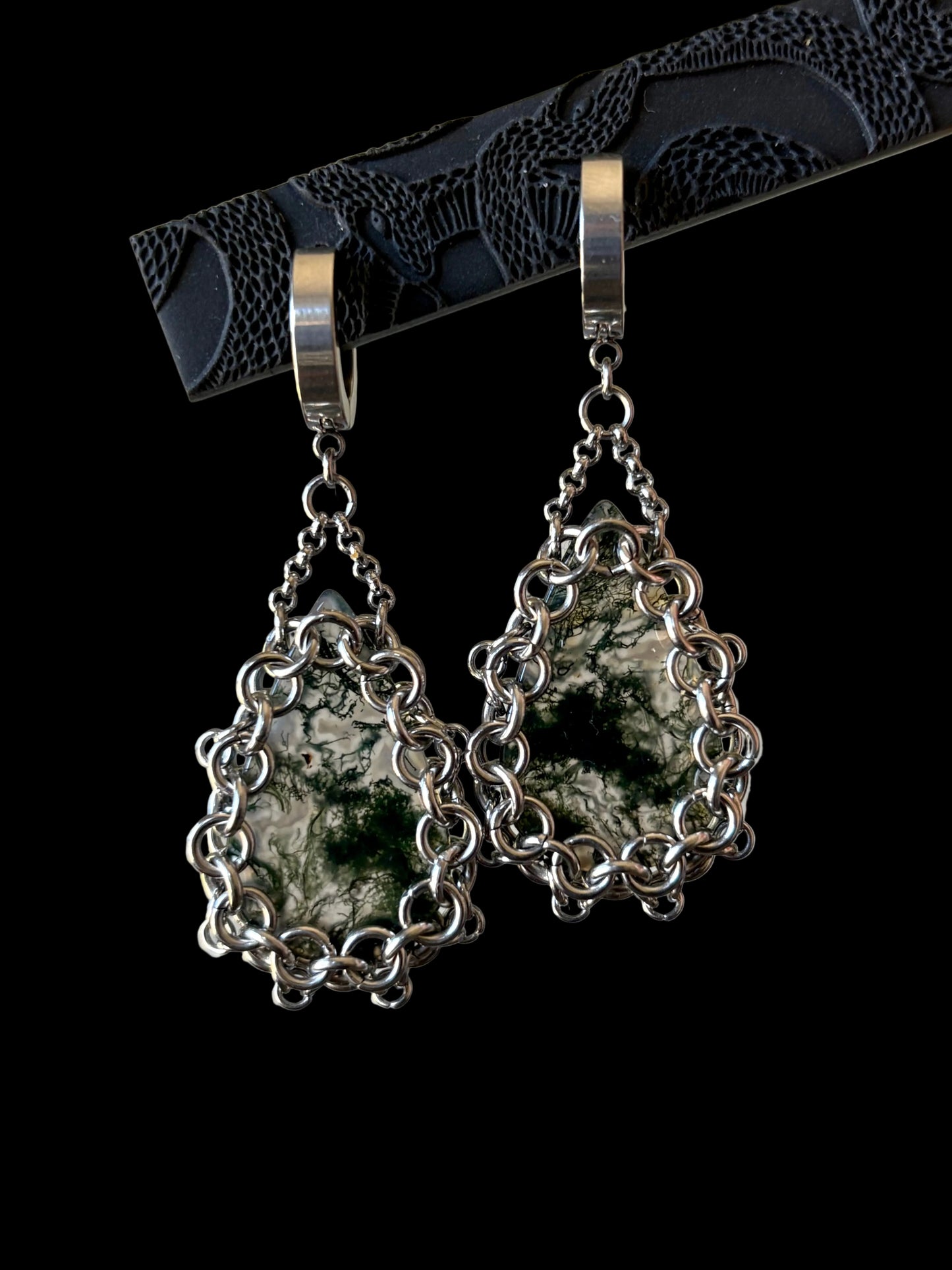 ARMOUR III Moss Agate Earrings