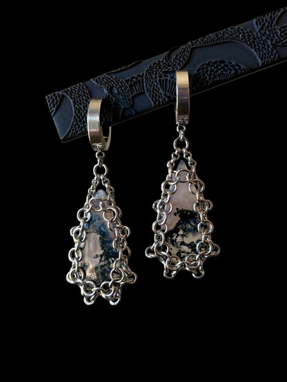 ARMOUR IV Moss Agate Earrings