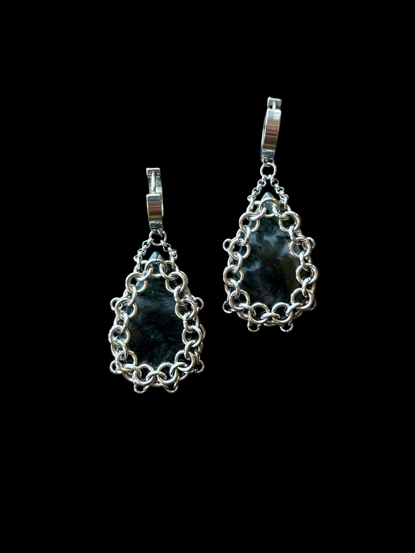 ARMOUR III Moss Agate Earrings