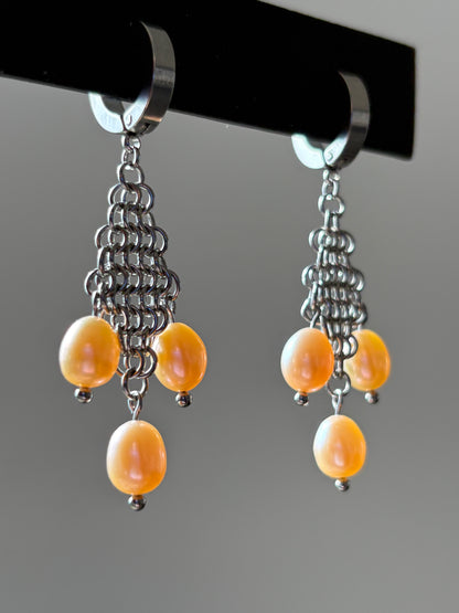 Peach LORELAI Pearl Earrings