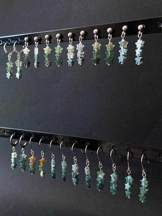 Moss Agate Star Earrings