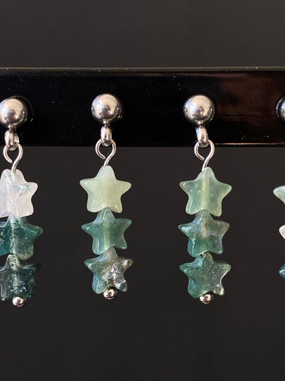 Moss Agate Star Earrings