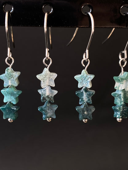 Moss Agate Star Earrings