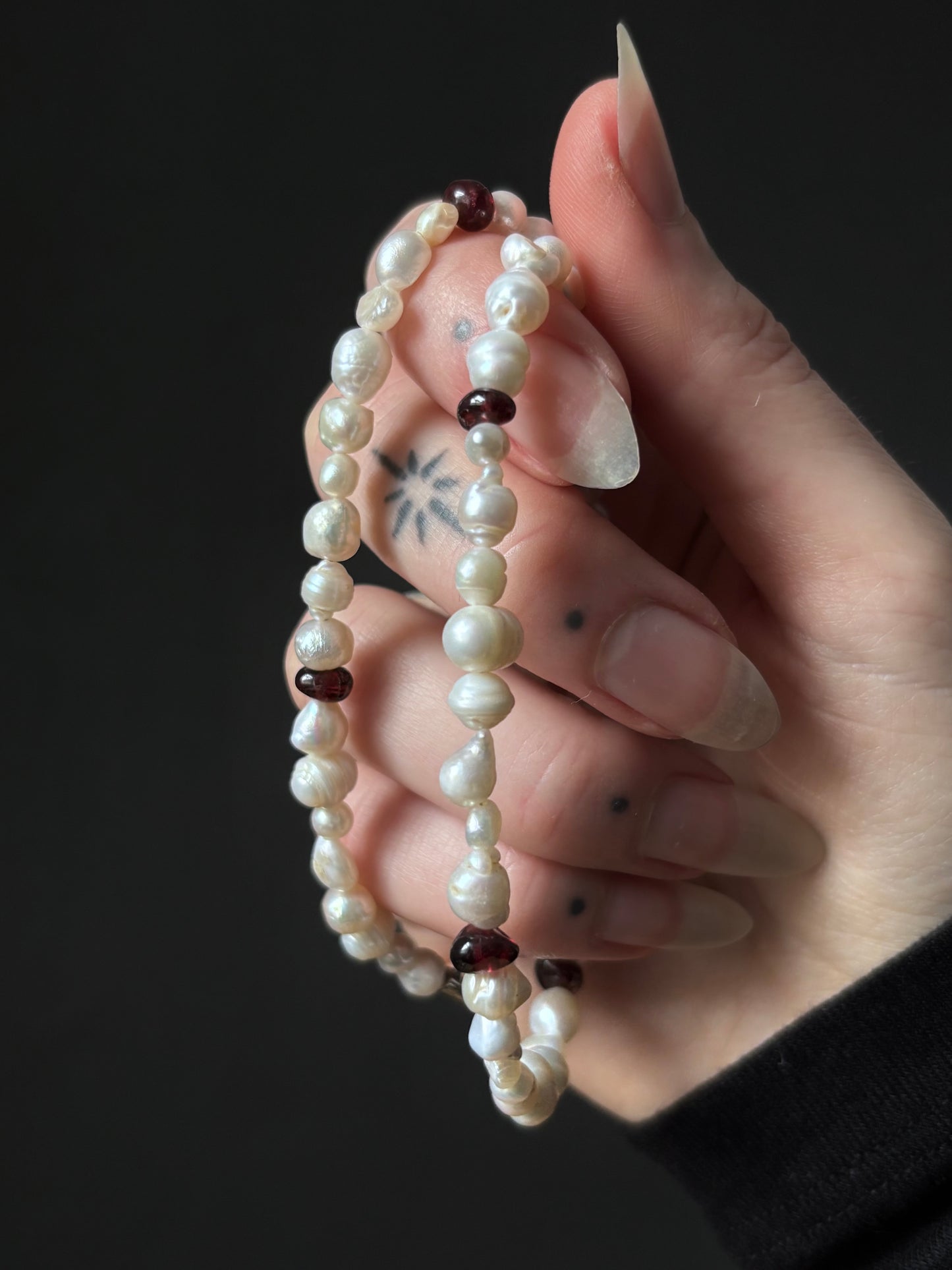 Seconds Pearl & Garnet Necklace