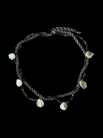 SMOTHER Pearl and Moss Agate Necklace
