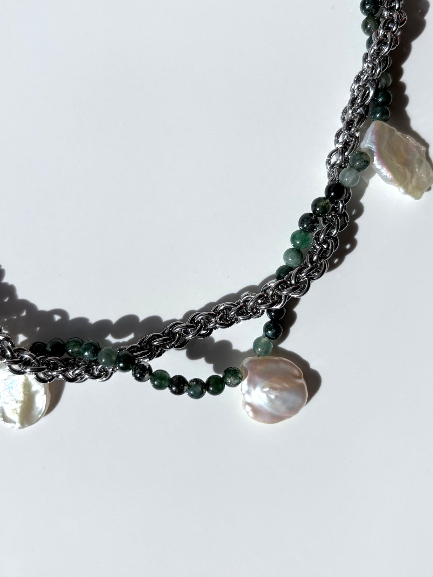 SMOTHER Pearl and Moss Agate Necklace