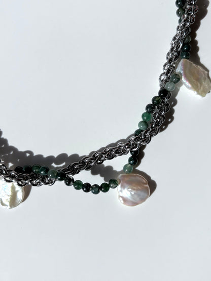SMOTHER Pearl and Moss Agate Necklace