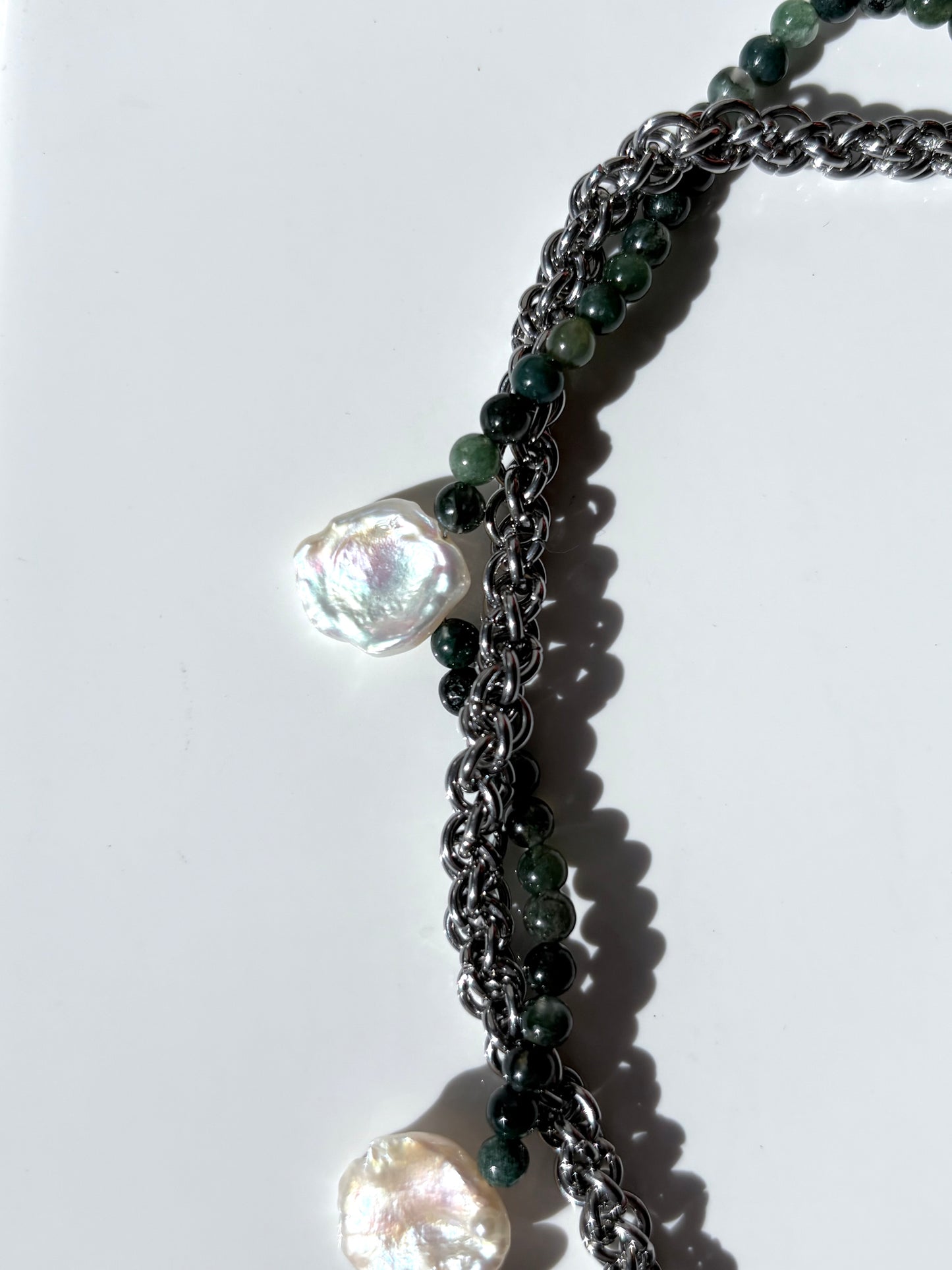 SMOTHER Pearl and Moss Agate Necklace