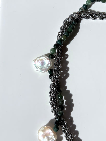 SMOTHER Pearl and Moss Agate Necklace