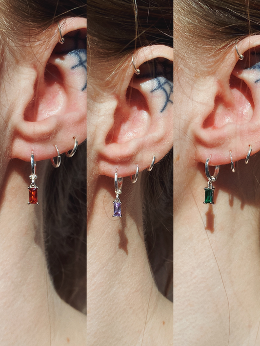 Sterling Silver Crystal Hoops